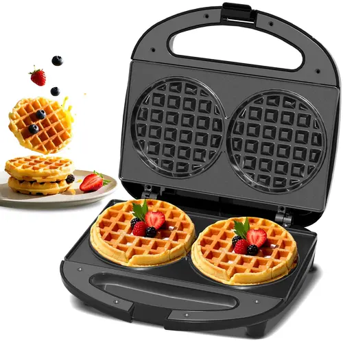 OSTBA 750W Miniature Belgian Waffle Maker - 4-in Dual Nonstick Plates, Cool-Touch Handle, Drawer-Ready Compact, Easy Clean-Up Kitchen Appliance for Dorm, Family Breakfast, Kitchen Accessories, Home Appliances