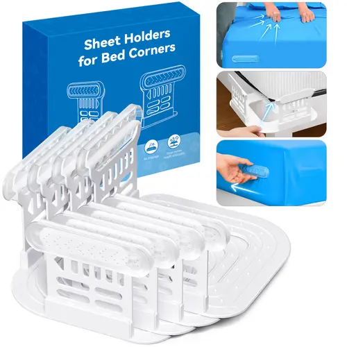 Anti-Slip Bed Sheet Clips 4-Pack Upgraded Lock for Bed Corners Keep Sheets Tight All Night Sheet Holders for Bed Corners Summer Sale