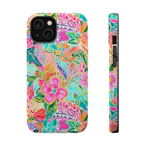 Tropical Flower Impact-Absorbent TPU Smartphone Case - Slim Lightweight, UV-Printed Durable Aesthetic Casing with Lens Protector for iPhone 11-17 Pro Max & Samsung Devices, Ideal Gift for Her, sohochic Accessory
