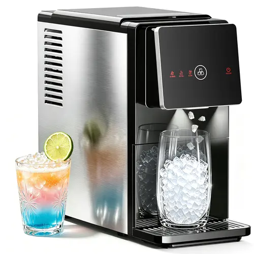 Back To School - Kismile Countertop Nugget Ice Maker 24lbs/Day Self-Cleaning Sonic Ice Maker 1.8L Water Tank Touch Screen Auto Ice Drop for Home Office Kitchen, Ice Making Machine, Compact, Countertop Icemaker, 10–15 Min Ice