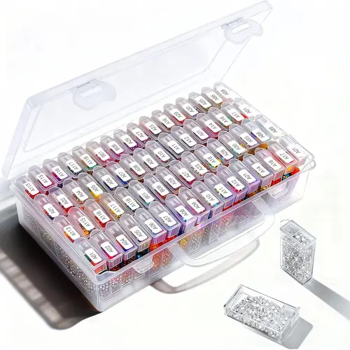 Portable Transparent Diamond Art Storage Box, 64 Grid Compartments Diamond Painting Organizer, Ideal for Hobbyist, Crafters, Art Kits, Crafting Supplies, Beads, DIY Crafts, Jewelry Making Accessories, Diamond Art Tools