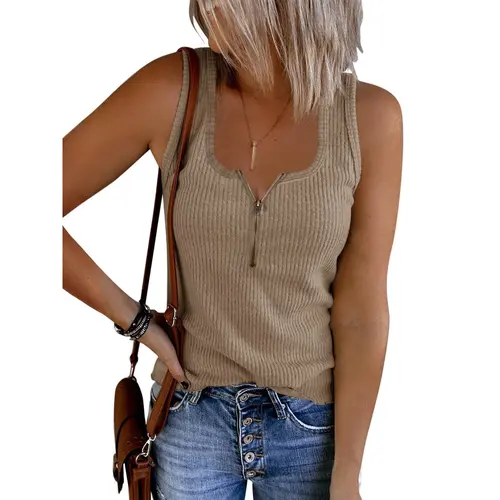 Imily Bela Womens V Neck Tank Tops Summer Ribbed Sleeveless Henley Shirts Casual Loose Button Up Cami Knit Tees