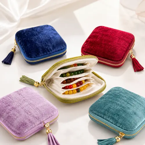 2026 New Travel Jewelry Case, Valentine's Giftsfor Women, Portable Organizer for Rings, Bracelets, &Bangles with Tassel Zipper, Elegant Jewelry Roll forJourney, Crystal Jewelry Storage Pouch, Mini, OrganizedPockets