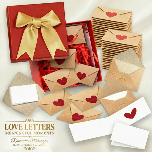 DIY Love Notes Gift Box Set - 60 Pieces Cute Open When Letters & Mini Envelopes, Long Distance Relationship DIY Gift for Girlfriend, Say More Than a Text (1 Set, Anniversary, Birthday Occasions)