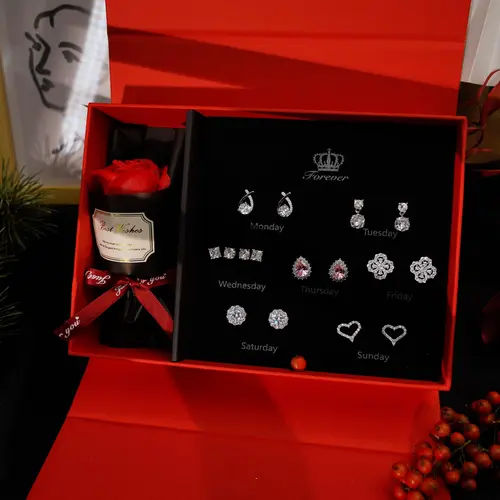 Women's TikTok Viral 7-Day Hypoallergenic Silver-Plated CZ Earring Set - Dainty Stud, Dangle & Cartilage Jewelry for Females with Retro Look, Daily Wear Accessories by summerwins, Dainty Earrings, Hypoallergenic Cz Ear Accessories Teardrop Earrings