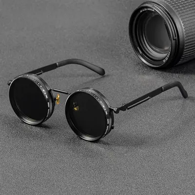 XUH Polarized Round Sunglasses ND9, Retro Punk UV400 Eyewear for Men Women, Clear Lens Outdoor Fishing Shades