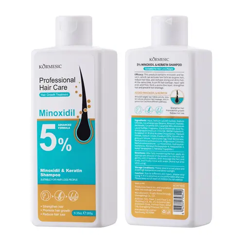 KORMESIC 5% Minoxidil & Keratin Hair Growth Shampoo, Advanced Peptide Formula Haircare Treatment, Anti-Hair Loss Product for Voluminous, Resilient Strands, Hair Loss Products