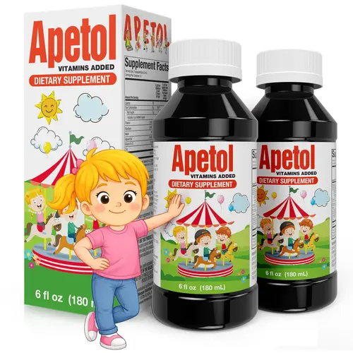 APETOL Edible Zinc-Infused Vitamin Liquid Dietary Supplement - US Healthcare-Backed Brain Supporting Supplement, 2-Pack 6 Fl Oz, Kids' Appetite Booster, Immune Support, Cell Protection, Memory Enhancement