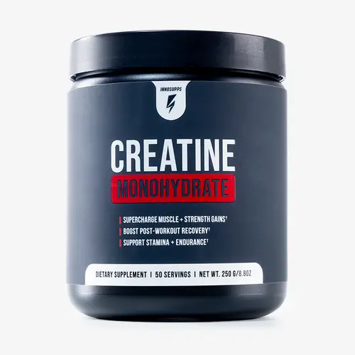 Inno Supps Micronized Creatine Monohydrate Powder - 250g (50 Servings) Chemical-Free Dietary Supplement for Gym, Workout Energy Boost, Strength, Muscle Growth, Easy Fit Into Daily Training