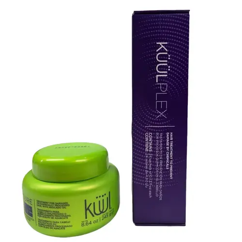 KUUL Plex + KUUL Reconstructor Professional Haircare Set - 2-Product Salon Haircare, Intense Nourishing Treatment for Damaged Hair Fix, Bleach Damage Repair, Chemically Treated Hair Aftercare