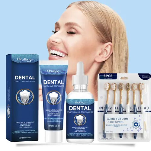 EGFSK 8pc Fluoride-Free Hydroxyapatite Oral Care Kit - Tooth Armor Drops, Cavity Care Paste, Whitening Brushes - Mineral-Infused Daily Gift Set for Sensitive Teeth & Gums (Enamel Repair, Whitening, Fresh Breath)