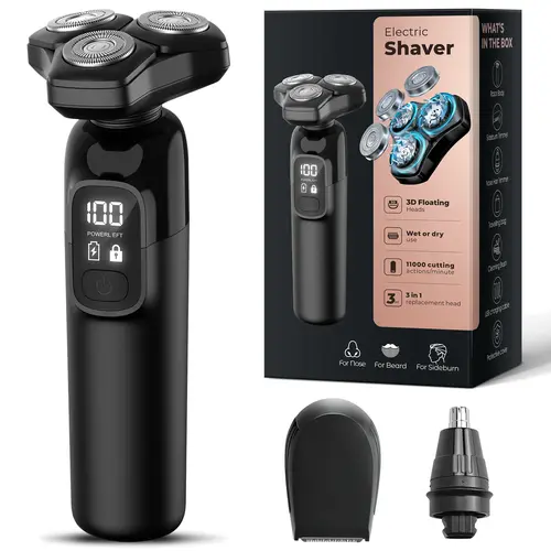Akunbem 3-in-1 Electric Razor for Men – Waterproof Cordless Shaver for Beard, Bald Head & Groin Grooming& Body Trimmer,men shaver,Gift for Men，All-in-one device, saves both time and money
