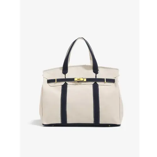 Women's 2026 New Arrival Luxurious Niche Color-Blocked Canvas Tote - Spacious Trendy Commuter Bag, Portable Shoulder Bag, Travel Lightweight with Intentional Distressed Look, Travel Lightweight Bag