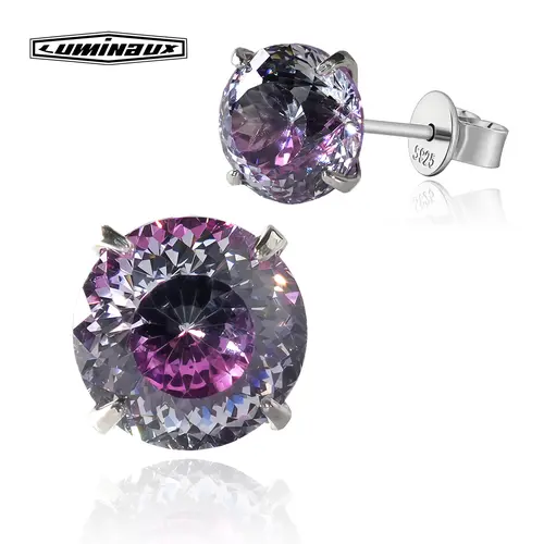 [LUMI14] Elegant Sterling Silver Nest Cutting Stud Earrings - AAAAA+ 8.5MM Cubic Zirconia, Unisex Silver Jewelry for Male, Everyday Wear, All Seasons, Note: Choking Hazard Small Parts, Men's Earrings, Adults, Silver-Colored Silver Earrings