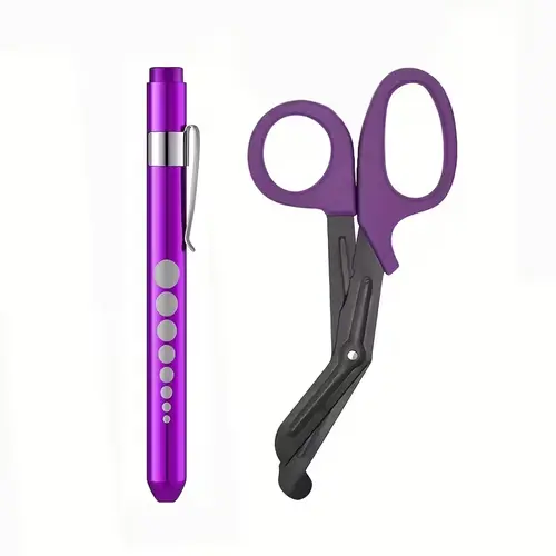 6-Inch Stainless Steel Multifunctional Cutting Scissors & Pen Light Set with Pocket Clip, Push-Button On/Off Switch - Medical Use Office Cutting Supply, Quick Cutting Tool for Nurses, Outdoor Travel, Doctors, Easy To Carry