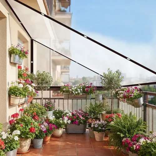 10×13FT Waterproof PE Rain Cloth, Transparent Portable Outdoor Cover with Metal Grommet Hold, Quick Setup Patio Rain Shield for Balcony Enclosure, Greenhouse (Home Supplies)