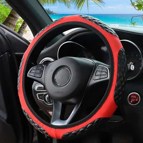 Car Steering Wheel Cover, Universal Fit for 14.5-15 in Steering Wheels (Inner Ring Not Included), Non-Slip, Odorless, Year-Round Temperature-Regulating Car Accessories for Sedans, SUVs, Black Interior Upgrade Decoration, Universal Fit Steering Wheel Cover