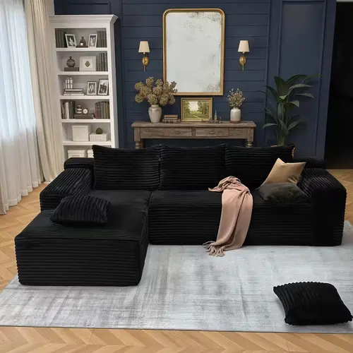105" Cloud Sectional Couch L-Shaped Modular Sofa with Deep Seat Boneless Design for Living Room Bedroom No Assembly Required Chenille Material Comfortable Stylish Look