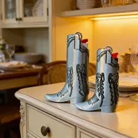 Silver Metal Cowboy Boot Lighter Case - Accessory for Mini Bic J5, Stylish Lighter Cover, Ideal for Home or Everyday Carry, Lighter Covers