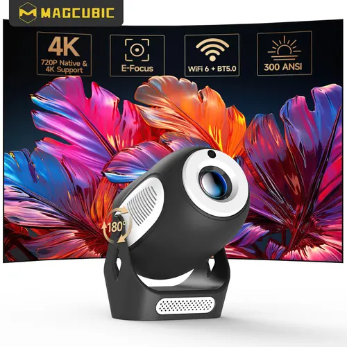 300ANSI HY300X Projector 4K Decode  Electric Focus 1280*720P Allwinner H713 BT5.0 Built-in Speaker Home Cinema Outdoor portable Panda Color Projetor #TikTokShopBackToSchool