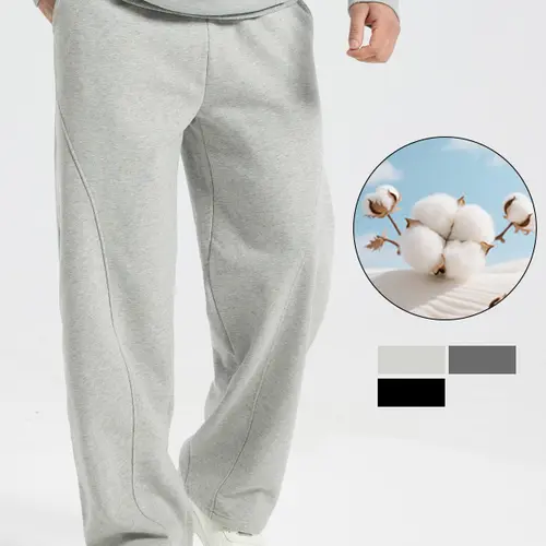 Men's  Thermal Lined Sweatpants Oversize Drawstring Waist Casual Loose Pants for Fall Winter School Season Daily Wear Cozy Warm Soft Cotton