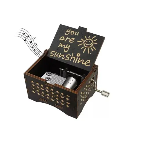 Hand-cranked Music Box You Are My Sunshine/Can't Help Falling in Love Wood Antique Engraved Musical Case for Loved Ones Gifts for Lover Boyfriend Girlfriend Husband Wife(6.4*5.2*4.2cm),Summervibes