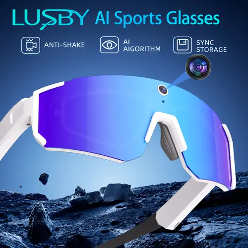 Smart Sports Camera Glasses: 8MP 2K Video/Photo + 260mAh Long-Lasting Battery+ HD Calls + AI Assistant | IP54 Waterproof for Cycling/Hiking | Perfect for Spring Break Adventures, Smart Glasses, Recording Glasses, Integrated Camera Smart Glasses