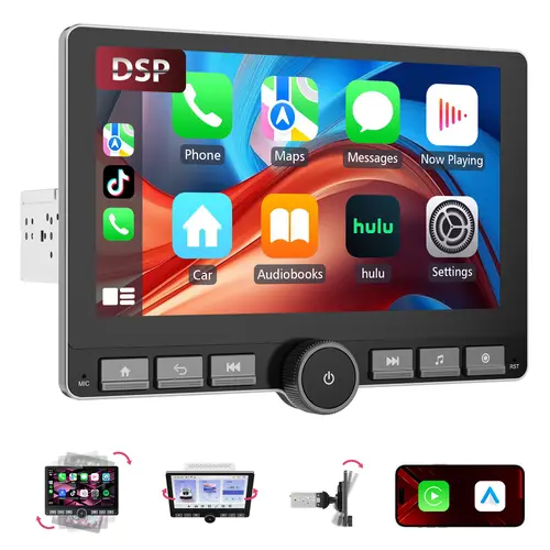 Haudio 10.1" Rotatable Touchscreen Car Stereo with Wireless Apple CarPlay & Android Auto, GPS Navigation, DSP Hi Fi Sound, Voice Control, Backup Camera, 1080P Support & APK Management sunscreen toolupgrade