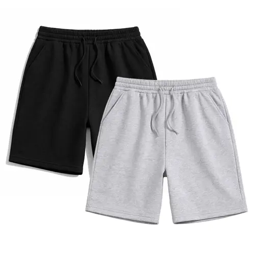 Men's 2-Pack Basic Fitted Plain Solid Color Sporty Chic Athletic Sweat Shorts - Menswear Above-Knee Bottoms, All-Season Versatile Casual (Sizes XS-2XL)