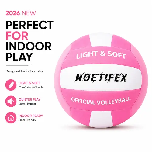 Youth Deflated Practice Volleyball with Handle, Light Soft Cotton-Polyester Fabric Blend, Gentle on Hands, Quiet Impact, Safe for Children Beginners, Indoor/Outdoor Home Training & Games Use