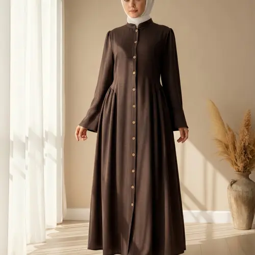Women's Open Front Simple Tie Long Dress, Modest Solid Color, Elegant Casual Style, Perfect for Daily Wear & Special Occasions, Comfortable Fit