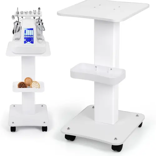Esthetician Trolley Cart with Wheels, Salon Spa Beauty Machine Rolling Trolley Stand, 3 Tier Beauty Rolling Cart, Load 220Lbs, Aluminum Esthetician Machine Mobile Cart for Beauty Instrument Storage