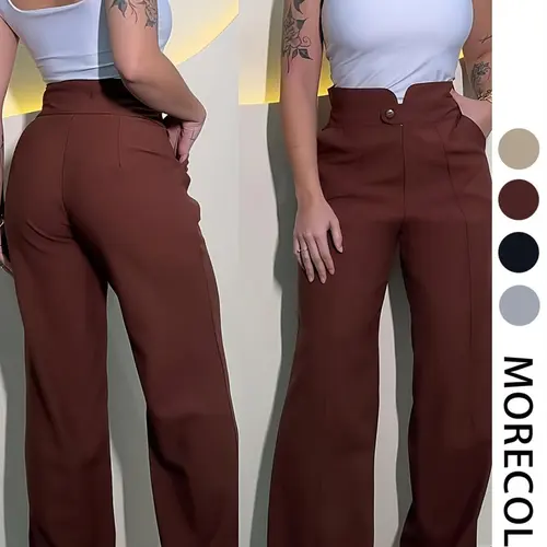New Women's High-Waist Wide-Leg Pants, Womenswear Long Trousers with Flattering Slim-Fit Look, All-Season Fashion