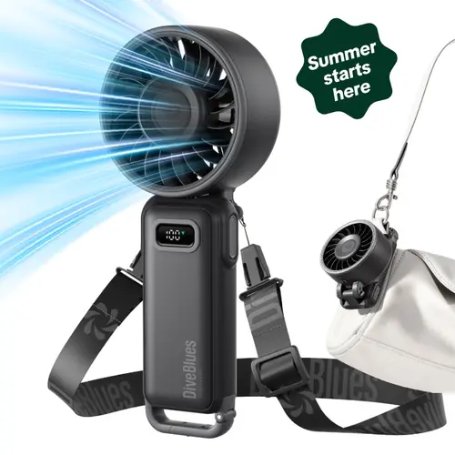 Ocoopa&DiveBlues Portable Fan D6036 Rechargeable 15 Hours Battery Operated 100 Gear Speed Strong Airflow Handheld Fan For Summer Travel Outdoor Use Activities Beach Indoor Office Desk Concerts Multifunctional Fans memorialday summerwins Lightweight