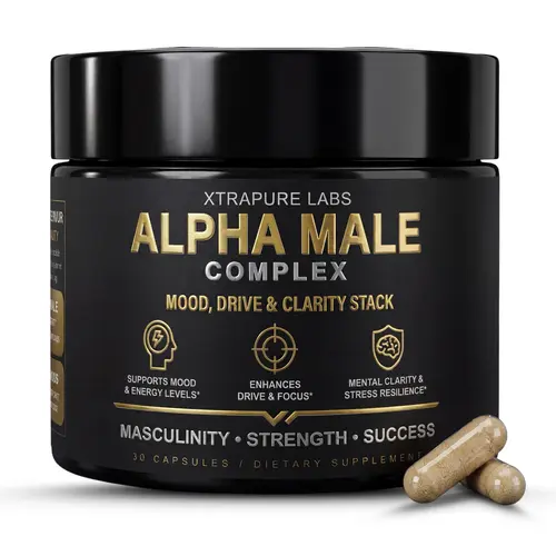Alpha Male Complex Capsules – Mood, Drive & Mental Clarity Stack | Black Maca & Ashwagandha | 30 Capsules