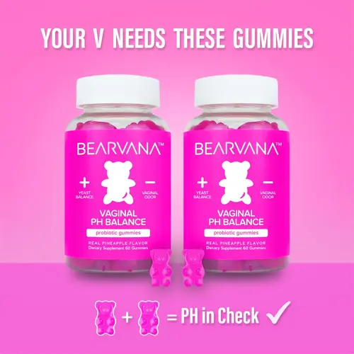 BEARVANA pH Balance Gummies Double Pack | Women's Daily Probiotic Gummies | Real Pineapple Flavor | Vaginal Health & pH Support | Two Month Supply | 120 Gummie