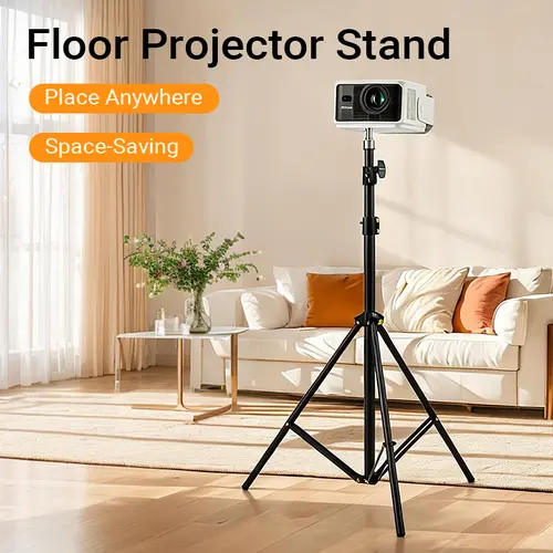 Durable Adjustable Bracket Projector Floor Stand - Folding Portable Swivel Tripod Mount for Content Creator Projector, Camera Recording Equipment, 23"-67" Height, 4 lb Capacity, Aluminum Alloy