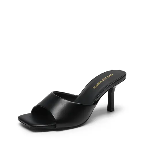 DREAM PAIRS Women's Strap-Free Square Toe Kitten Heels Slide Sandals - Chic Comfy Elegant Footwear for Casual, Office Use | Comfy Sandals, Slides, Elegant Heels,summerwins,summeroutfits,vacationoutfits,beachoutfits