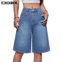 EMMIOL Baggy Capris Jorts for Women Wide Leg Denim Shorts Y2k Mid Rise Bermuda Streetwear Boyfriend Jean Shorts with Pockets Summer Vibes