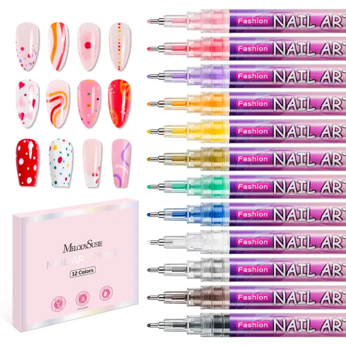 MelodySusie Nail Art Pens Set 0.5MM Nail Polish Pens for Nail Art, Nail Dotting Tool, Nail Art Marker, Drawing Maker Pen for Nail Design for Salon and DIY at Home #DealsForYouDays
