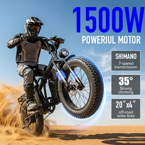 Adult Folding Electric Bike - 1500W 2-Seat Commuter, 48V Rechargeable Battery, 20-Inch Tires, Full Suspension MTB, Compact Folded Design, Lights & Reflectors for Commuting Rides, Sohochic