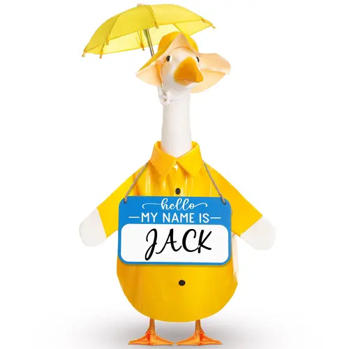 Summer Porch Goose Outfit Raincoat with Umbrella for 23 inch Plastic Cement Goose (not included goose), Porch Goose Clothes Porch Goose Costume for Spring Porch Decor Summer Rainy Season