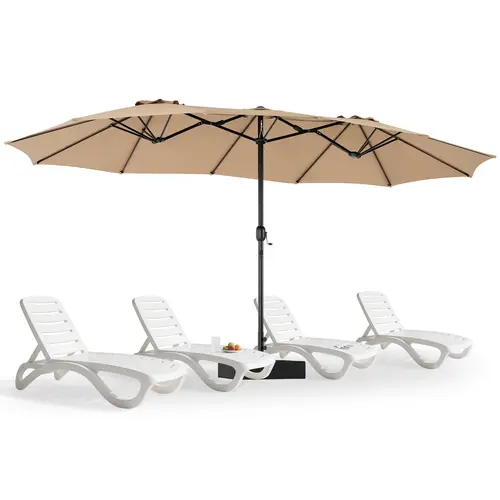 Sweetcrispy Double-Sided Rectangle Large Patio Umbrella with Included Base, Outdoor Furniture Outdoor Shade Canopy, Stand for Poolside Lawn, With Stand