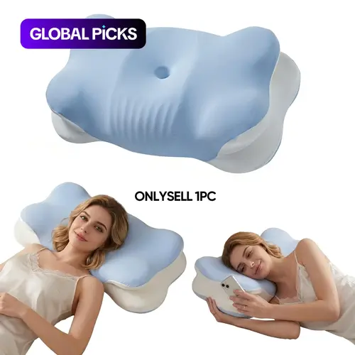 3D Cloud Memory Foam Pillow, Ergonomic Orthopedic Neck Support Cushion, Neck Rest Cushion for Relaxing Neck & Shoulders, Ideal for Adult Side Sleepers, Enlarged Surface for Head Cradling, Perfect Gift for Family and Friends #GLOBAL PICKS