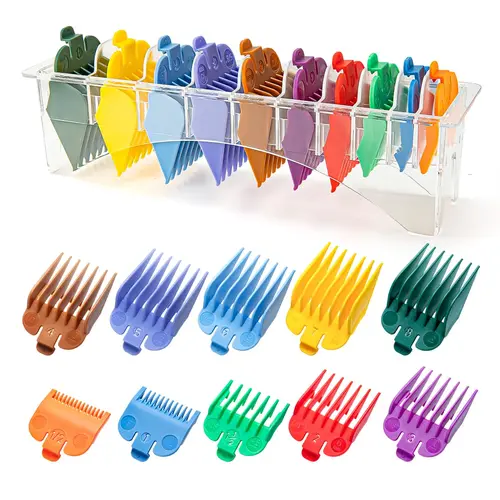 10pcs Premium Smooth Durable Salon Hair Clipper Guards for Wahl Clippers, 1/16"-1" Sizes, Professional Haircare Barber Accessories Set