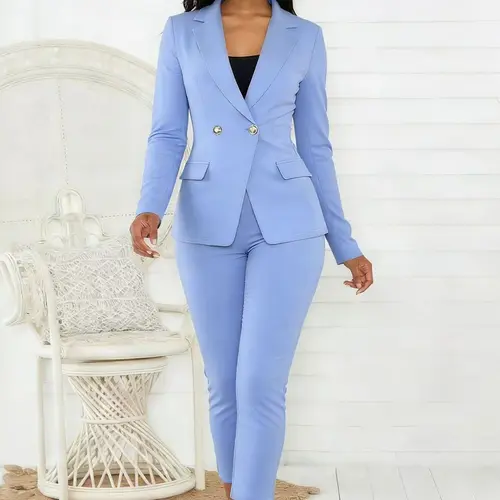 Women's Business Style New Arrival 2-Piece Set Office Clothes Fitted Casual Elegant Chic Fashion Long Sleeve Button Blazer & Seven-Quarter Pants Formal Business Button Front Suit Lady Womenswear M2631