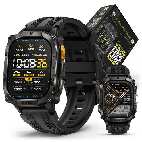 Carbinox Edge Smart Watch Rugged, 1.96″ AMOLED, Stainless Steel, IP69K/5ATM Fitness trackers, Bluetooth Calls, Smart Watch for Android Phones iOS