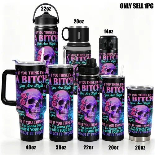 Stainless Steel Insulated Tumbler with Lid, Cold Beverage Tumbler, 40oz 30oz, Double Wall Vacuum Insulated Water Bottle Hot Cold 24 Hours, Leakproof Travel Mug Skull Roses Galaxy Gift for Women Men Kids, Leakproof Flask