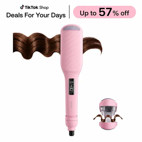 BABONIR Curling Iron Hair Crimper Waver, 1 Inch 3 Barrel Hair Waver for Women, Ionic Ceramic Deep Wave Curling Iron for Beach Waves, Fast Heating, Anti-Scald Design, Dual Voltage, Easy to Use, Pink