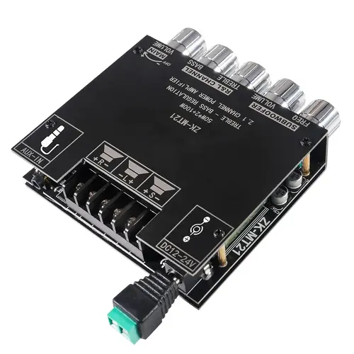 2.1 Channel Bluetooth Audio Power Amplifier Board 50W×2+100W with Treble and Bass Control for DIY BT Speaker Home Theater Power Amplifier Module Audio Equipment